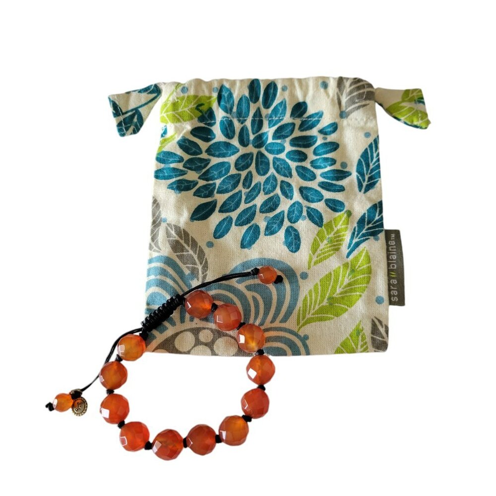 Sara Blaine Orange Beaded Bracelet Adjustable with Pouch - Picture 9 of 9